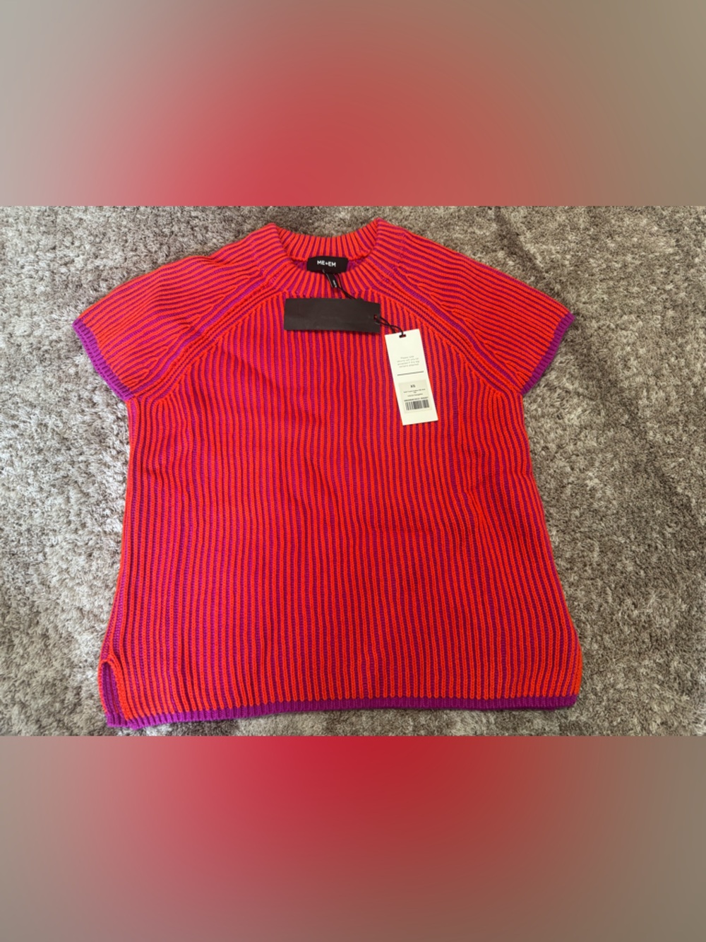 ME+EM soft touch cotton rib knit tee intense orange